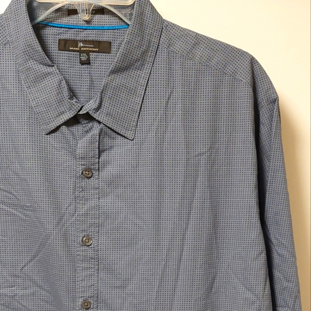 MARC ANTHONY  Blue Patterened Button-down Shirt, XXL